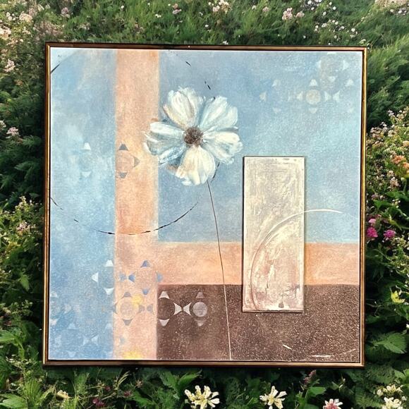 Flower Art Print-Framed on Board-11x11''-Wall-Floral-Daisy-Contemporary-Modern - Picture 1 of 6